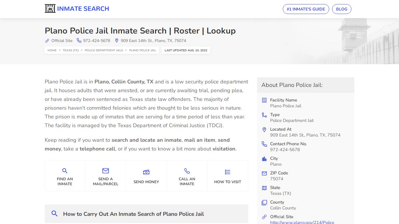 Plano Police Jail Inmate Search | Roster | Lookup